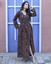 Women Long Angrakha Style Cotton Dabu Print Dress (Black - Style 01)