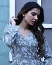 Women Long Angrakha Style Cotton Dabu Print Dress (Green- Style 19)