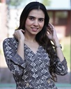 Women Long Angrakha Style Cotton Dabu Print Dress (Grey - Style 13)