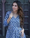 Women Long Angrakha Style Cotton Dabu Print Dress (Indigo - Style 09)