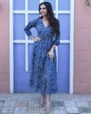 Women Long Angrakha Style Cotton Dabu Print Dress (Indigo - Style 17)