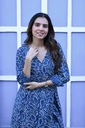 Women Long Angrakha Style Cotton Dabu Print Dress (Indigo - Style 17)