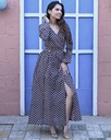 Women Long Angrakha Style Cotton Dabu Print Dress (Black- Style 15)